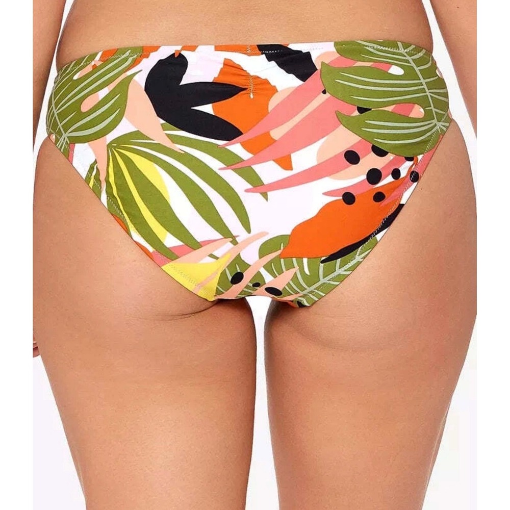 Bar III Jungle Tropical Ruched Hipster Bikini Bottoms Multi Floral MBJT2827 - Picture 2 of 6